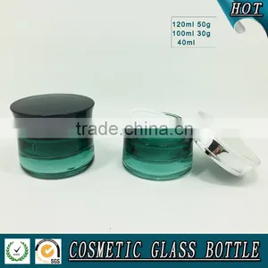 Green Coloured Cosmetic Glass Bottle and Cosmetic Glass Jar thumbnail-5