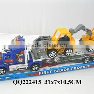 Newest Kids Plastic Friction Trailer With 2 Truck,friction Car for Kids thumbnail-1