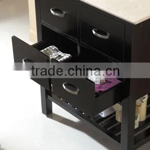 Modern Classic Design Bathroom Furniture Single Basin Cabinet Oak Wood Wash Basin Vanity No.3201A thumbnail-5