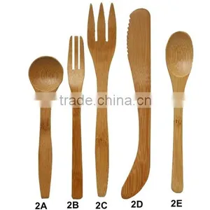 Durable Burnished Bamboo Spoon and Fork Set thumbnail-1