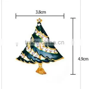 Green Christmas Tree With Gold Pattern Star Brooch thumbnail-1