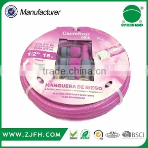 GREENLAND Factory Supply 1/2" 5/8" 3/4" PVC Fiber Reinforced Garden Hose With Nozzle thumbnail-4