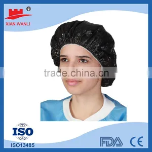 Good Quality White Red Blue Pink Waterproof Disposable PE Shower Cap Hotel thumbnail-5