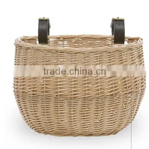 Natural Willow Bicycle Basket With Faux Leather Buckles thumbnail-1