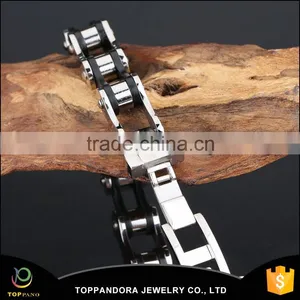 Fashion New Design Men's Bracelet Stainless Steel Top Quality Silver Bike Chain Style Finger Chain Ring Bracelet thumbnail-4