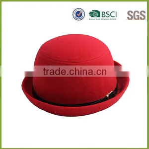 Rose Red Bowler Hat Felt Hillbilly Hat Wholesale German Felt Hat thumbnail-1