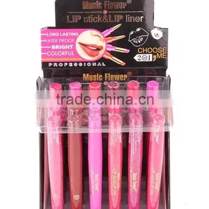 Music Flower Dual Purpose Lipstick&Lip Liner 12 Colors Waterproof Long Lasting Bright Colorful Lipstick Stick Set thumbnail-3