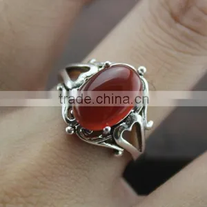 Falak Gems Natureal Red Agate Ring in Silver Vampire Jewelry thumbnail-1