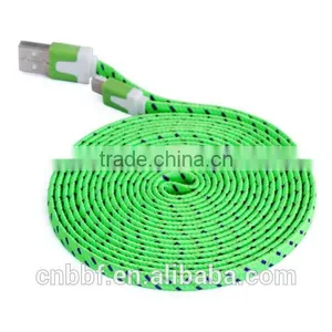 MICRO USB Woven Flat Noodle Fabric Braided Data Sync Charge Cable for Galaxy s3 s4 thumbnail-2