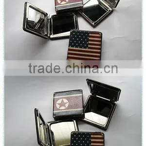 High Quality Square Compact Mirror Customzied Pu Leather Make Up Mirror Different Color Round Shape Leather Makeup Mirror thumbnail-2
