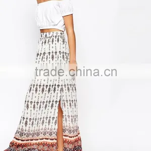 Bohemian Rayon Maxi Skirt Border Long Maxi Skirt thumbnail-4