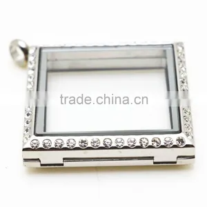 Crystal Floating Lockets Square Shape Lockets for Wholesale thumbnail-4