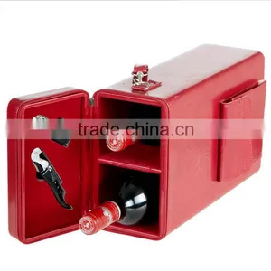 Chinese Factories Wholesale Custom High-grade Leather 2 Bottles of Red Wine Box, Red Beautiful Gift Box thumbnail-2