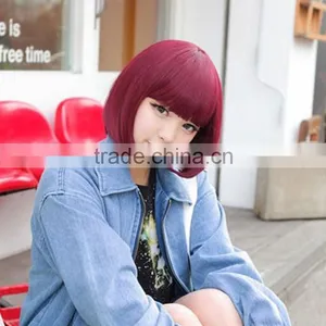 HOT Natural Looking Bob Wigs Short Straight With Slight Wavy Texture Wine Red Bob Wig M8053 thumbnail-6