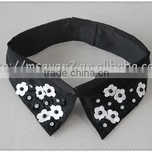 Customized Angle Shaped Beaded Necklace, Black Collar With Flower Beaded for T-shirt thumbnail-4
