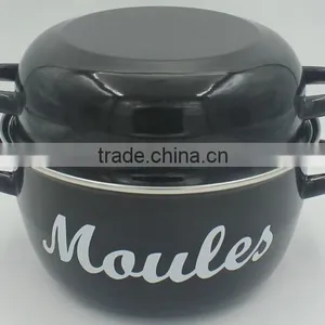 Blue Color Custom Decal Printing Enamel Seafood Cooking Pot Mussel Pot thumbnail-2