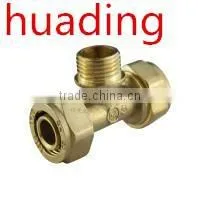Brass Equal Tee With Nickel Palted for Pex-al-pex ,male Tee thumbnail-1