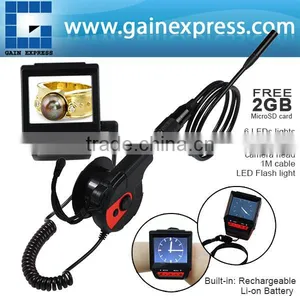 Wearable 2.4inch TFT LCD Rechargeable Watch Type Borescope Endoscope Video Inspection 6 LED Camera 8.5mm Diameter + 1M Cable thumbnail-1