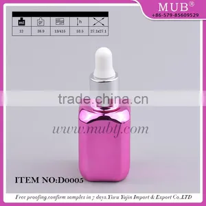 Wholesale Empty Pink Colored Square Glass Dropper Bottle With 12ml thumbnail-1