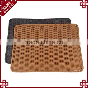 Elegant Plastic Woven Rattan Display Tray Food Fruit Bread Pastry Placemats thumbnail-1