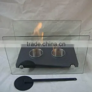 Indoor Glass Fireplace With Crushed Glass, Gel Fuel Glass Fireplace thumbnail-2