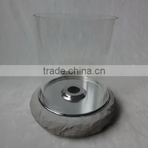 Grey Fiber Stone Fireplace With Cylinder Borosilicate Glass thumbnail-1