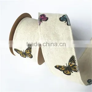 Cheap Wholesale Cotton Linen Butterfly Ribbon thumbnail-1