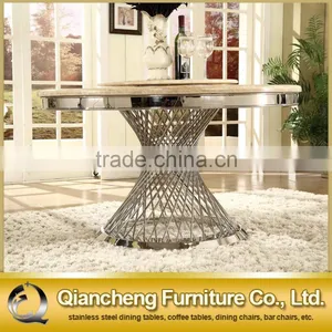 Mirror Silver Round Rotating Dining Table for Hotel thumbnail-1