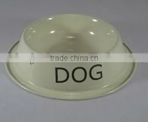 Cream Metal Dog Dish Bowl thumbnail-1