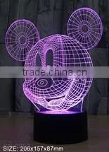 USB Cable 3D Effect Mickey Mouse Shape Illusion Night Light thumbnail-1