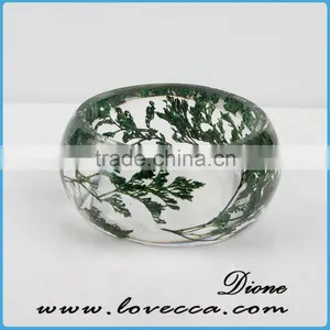 Handmade Botanical Resin Bangle Bracelet With Real Dried Flower, Preserved Resin Flower Bangle thumbnail-1