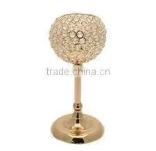Gold Plated Crystal Ball Small Candle Holder thumbnail-1