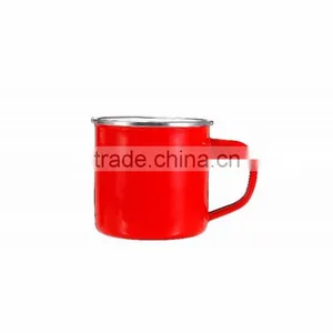 Customer Printed Sublimation Enamel Camping Mug With Stainless Steel Rim/rolled Rim Gift Mug thumbnail-2