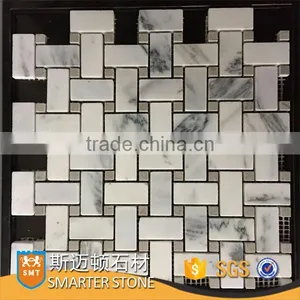 Basketweave Ink White Stone Tile Orient White Mosaic for Floor thumbnail-1