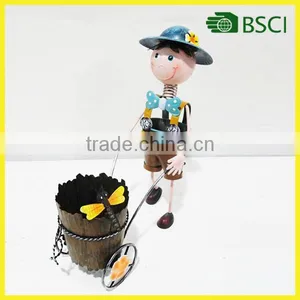 Metal Doll With a Cart Flower Pot for Home Decoration thumbnail-1