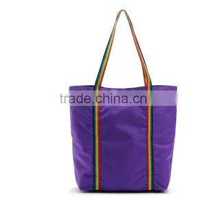 ECO Friendly Women Pop Nylon Shopping Tote Bag With Handle Stich To Bottom thumbnail-4
