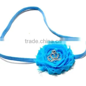 Baby Girls Rhinestone Crown Shabby Chiffon Flower Headband Wholesale thumbnail-2