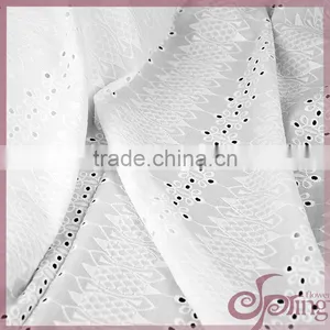 Elegant White Cut Work Cotton Lace Fabric,cotton Embroidery Fabric for Dress thumbnail-3