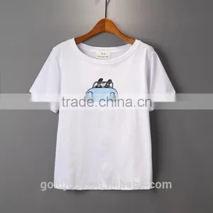 Ladies Fahion Clothing T Shirt Wholesale China V Neck Loose Fit Plain t Shirt for Women thumbnail-4