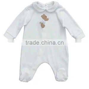 Manufacturing Baby Clothing Baby Girls Collar Rompers Cartoon Printed Bear Kids Jumpsuit thumbnail-1