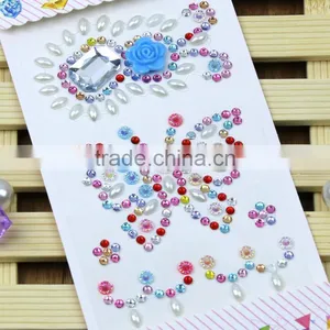 Hot Sale Self Adhesive Multi-Color Shaped Acrylic Sticker Bling Resin Butterfly/Flower Rhinestone Stickers For Decorations thumbnail-1