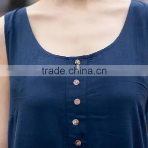 Breathable Ladies's Loose Style Dress for Summer Fashion Scoop Neck Dress Sleeveless Dress Casual Skirt thumbnail-4