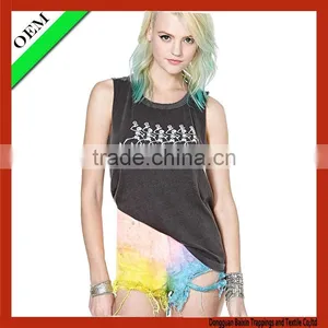 2015 T-shirt Cotton Printing T-shirt Women Sleeveless T-shirt OEM thumbnail-1
