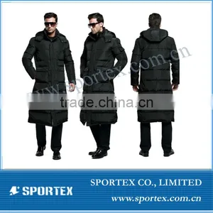 OEM Look Long Knee Mens Winter Warm Down Hooded Puffer Jacket Coat thumbnail-1