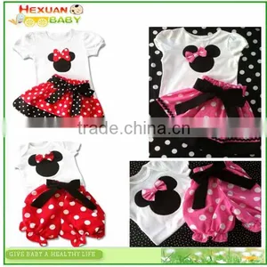 S80002T, Baby Clothing Sets , Summer New Children Girl's 2PC Sets Skirt Suit Dots Skirt Dots Pants Girls Cartoon Clothes thumbnail-1