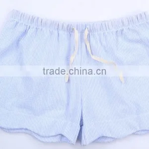 New Arrival Fashionable Scalloped Monogrammed Seersucker Shorts thumbnail-2