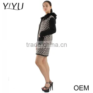 European Fashion Winter Jacquard Fur Collar Zipper Women Cardigan Sweater thumbnail-2