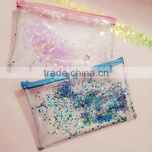 Planner Internal Pocket Custom Pvc Shaker Pocket With Zipper Top Transparent Pocket With Sequins thumbnail-5