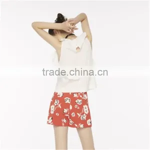 Factory Direct Sales 100% Cotton Soft White Sleeveless Ruffled Blouse thumbnail-3