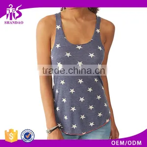 2017 Guangzhou Shandao Popular 95% Polyester 5% Spandex Polka Dot Irregular Hem Custom Sport Fitness Tank Top thumbnail-1
